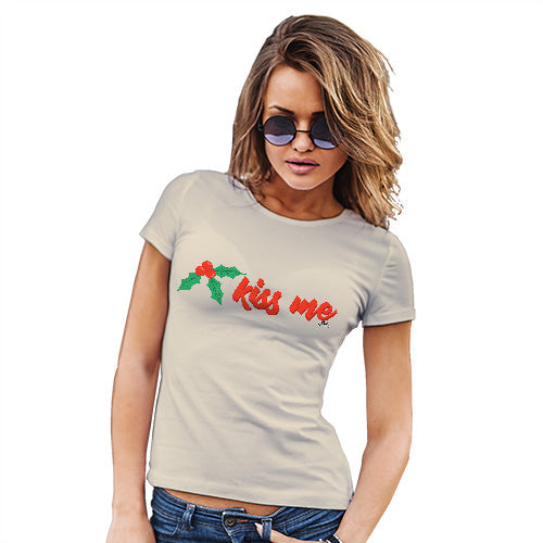 Funny Shirts For Women Kiss Me Mistletoe Women's T-Shirt Small Natural