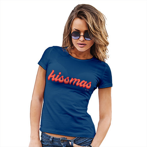 Funny T-Shirts For Women Sarcasm Kissmas Christmas Women's T-Shirt Large Royal Blue