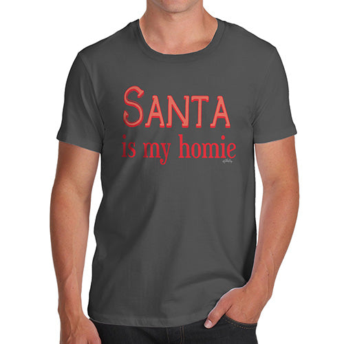 Funny Mens Tshirts Santa Is My Homie Men's T-Shirt Large Dark Grey