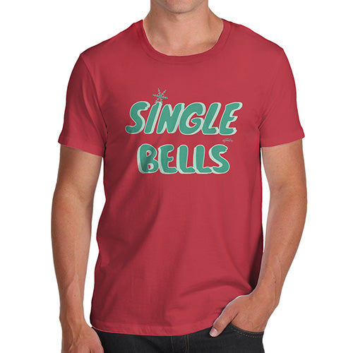 Novelty Tshirts Men Funny Single Bells Men's T-Shirt Large Red