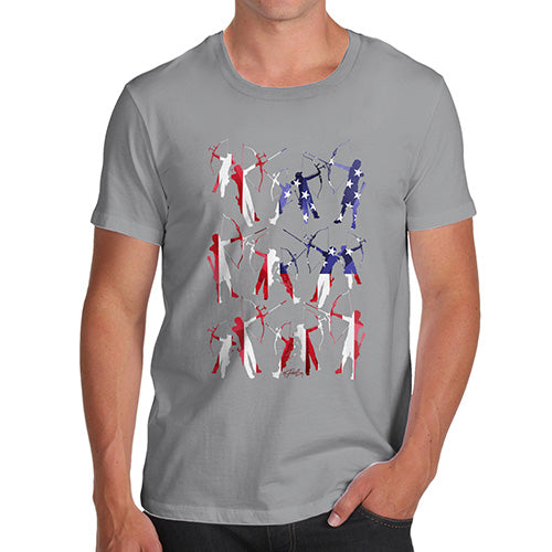 Mens Funny Sarcasm T Shirt USA Archery Silhouette Men's T-Shirt X-Large Light Grey