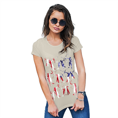 Womens Humor Novelty Graphic Funny T Shirt USA Archery Silhouette Women's T-Shirt Medium Natural