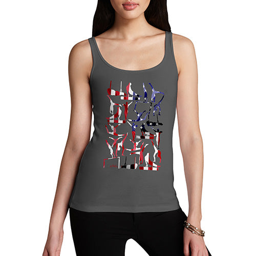 Womens Funny Tank Top USA Artistic Gymnastics Silhouette Women's Tank Top Large Dark Grey