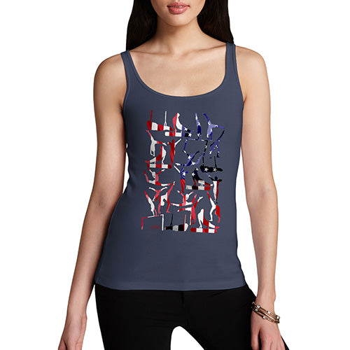 Novelty Tank Top Women USA Artistic Gymnastics Silhouette Women's Tank Top Small Navy