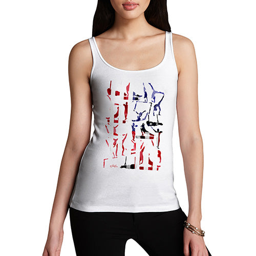 Funny Tank Tops For Women USA Artistic Gymnastics Silhouette Women's Tank Top X-Large White