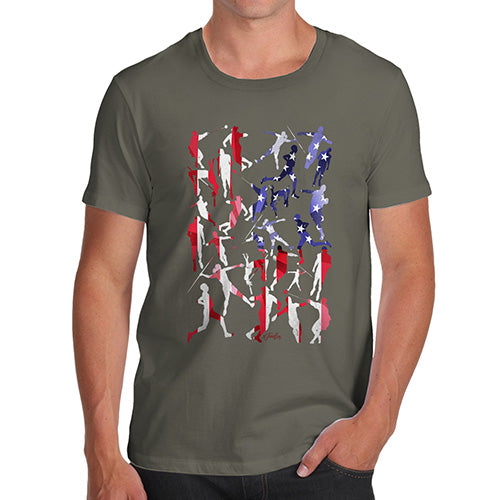 Mens Humor Novelty Graphic Sarcasm Funny T Shirt USA Athletics Silhouette Men's T-Shirt Small Khaki
