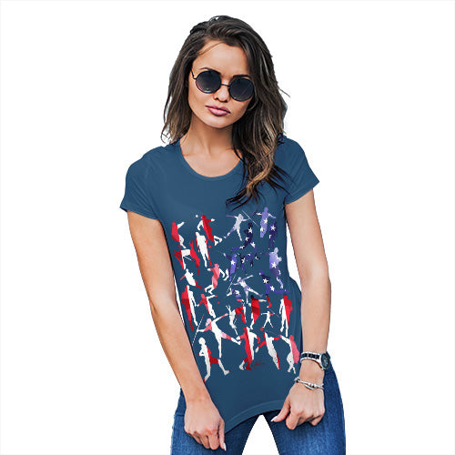 Novelty Tshirts Women USA Athletics Silhouette Women's T-Shirt Large Royal Blue