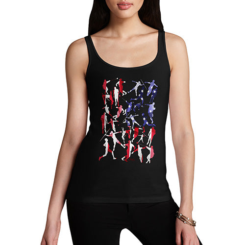 Womens Funny Tank Top USA Athletics Silhouette Women's Tank Top Small Black