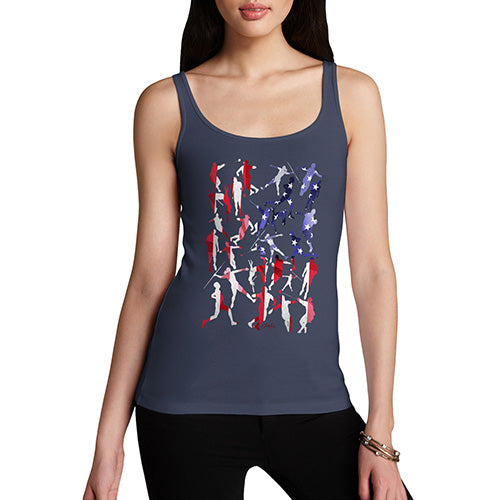 Womens Novelty Tank Top USA Athletics Silhouette Women's Tank Top Medium Navy