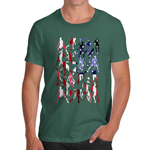 Funny Gifts For Men USA Badminton Silhouette Men's T-Shirt Small Bottle Green