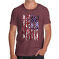 Mens Novelty T Shirt Christmas USA Badminton Silhouette Men's T-Shirt Large Burgundy