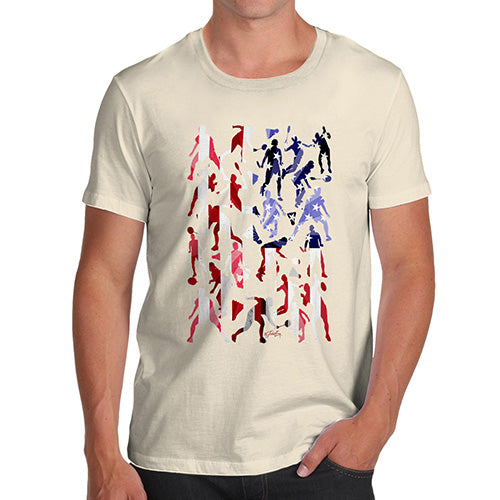 Funny Mens T Shirts USA Badminton Silhouette Men's T-Shirt Medium Natural