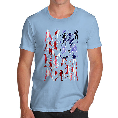 Funny Tee For Men USA Badminton Silhouette Men's T-Shirt Medium Sky Blue