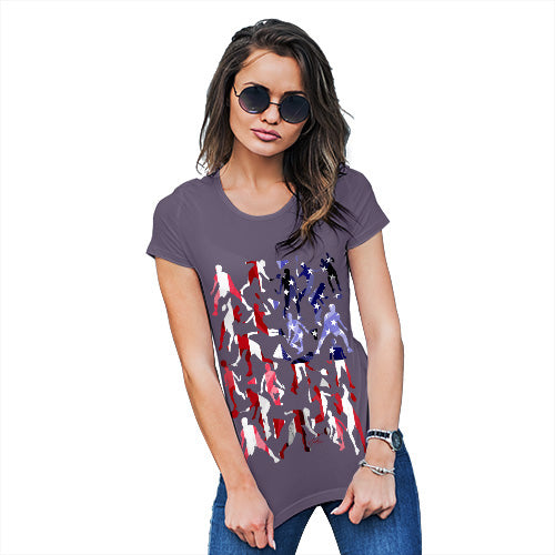 Funny Shirts For Women USA Badminton Silhouette Women's T-Shirt Small Plum