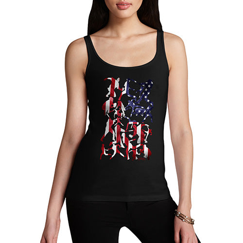 Funny Tank Top For Mom USA Baseball Silhouette Women's Tank Top Large Black