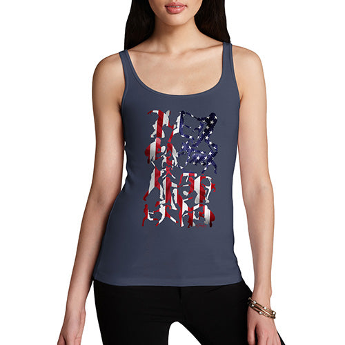 Novelty Tank Top Women USA Baseball Silhouette Women's Tank Top Large Navy