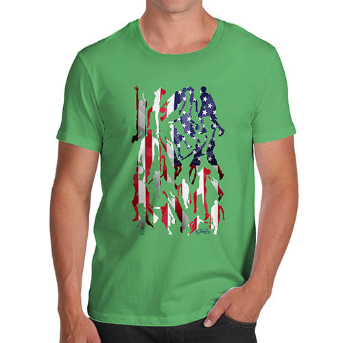 Mens T-Shirt Funny Geek Nerd Hilarious Joke USA Basketball Silhouette Men's T-Shirt X-Large Green