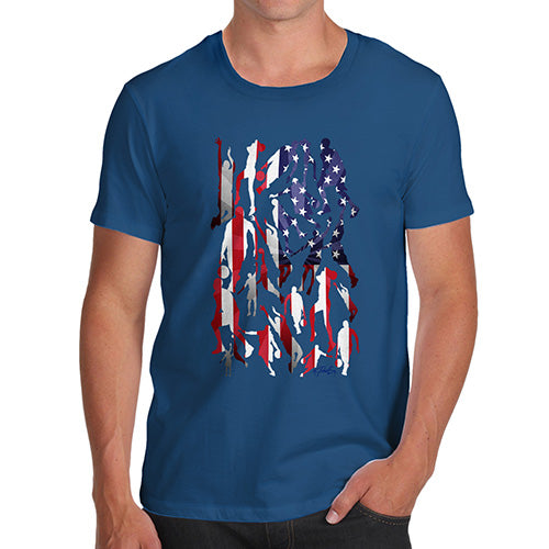 Novelty T Shirts For Dad USA Basketball Silhouette Men's T-Shirt Small Royal Blue