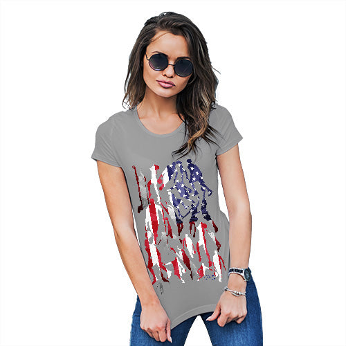 Womens Novelty T Shirt USA Basketball Silhouette Women's T-Shirt Small Light Grey