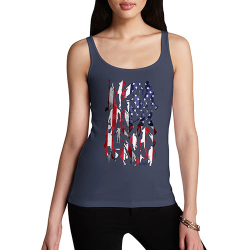 Women Funny Sarcasm Tank Top USA Basketball Silhouette Women's Tank Top Medium Navy