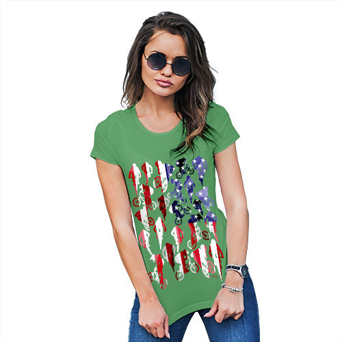 Funny Shirts For Women USA BMX Silhouette Women's T-Shirt X-Large Green