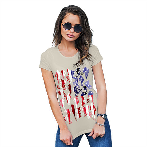 Novelty Gifts For Women USA BMX Silhouette Women's T-Shirt Medium Natural