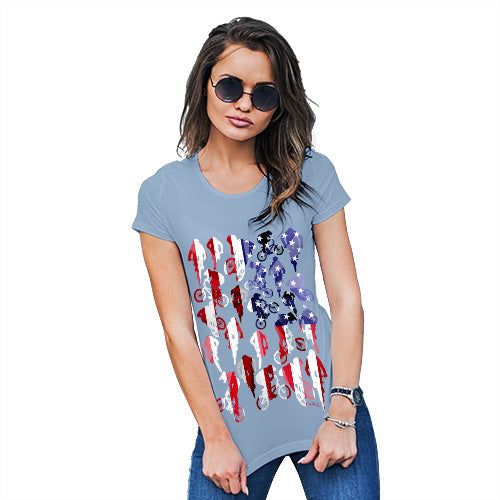 Funny Shirts For Women USA BMX Silhouette Women's T-Shirt X-Large Sky Blue