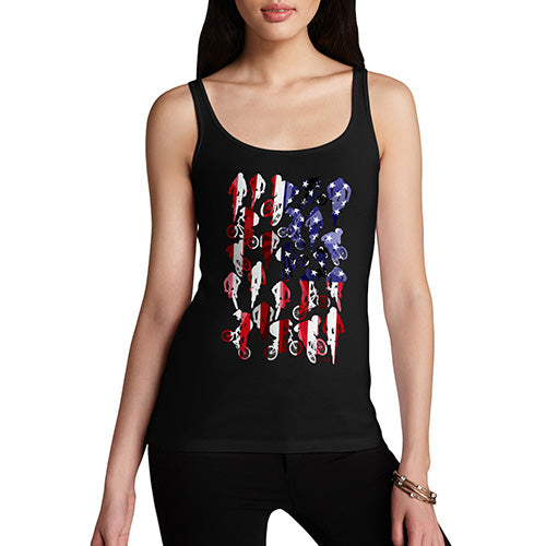 Funny Tank Tops For Women USA BMX Silhouette Women's Tank Top X-Large Black