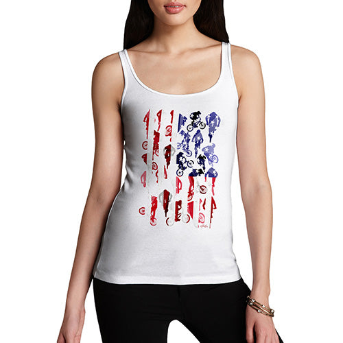 Funny Tank Top For Women Sarcasm USA BMX Silhouette Women's Tank Top Large White