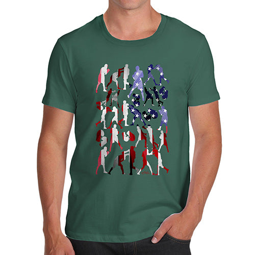 Funny Gifts For Men USA Boxing Silhouette Men's T-Shirt Small Bottle Green