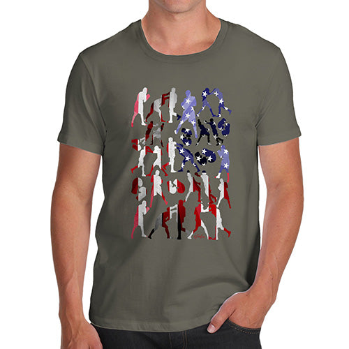 Funny Mens T Shirts USA Boxing Silhouette Men's T-Shirt X-Large Khaki