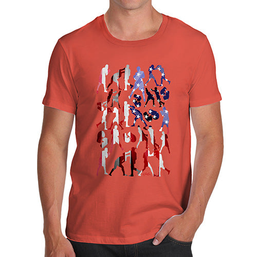 Funny T-Shirts For Men Sarcasm USA Boxing Silhouette Men's T-Shirt Large Orange