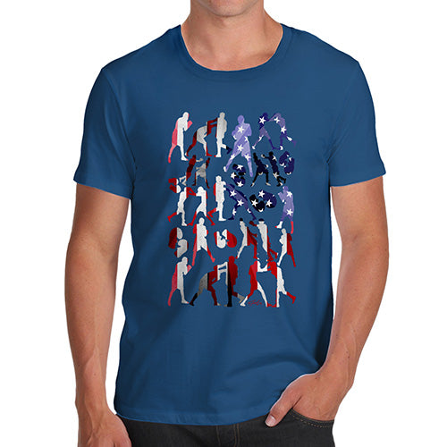 Funny Tee Shirts For Men USA Boxing Silhouette Men's T-Shirt Medium Royal Blue