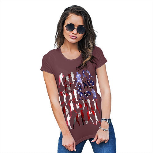 Funny Shirts For Women USA Boxing Silhouette Women's T-Shirt Large Burgundy