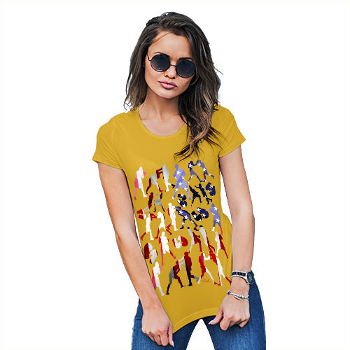 Funny Gifts For Women USA Boxing Silhouette Women's T-Shirt Large Yellow