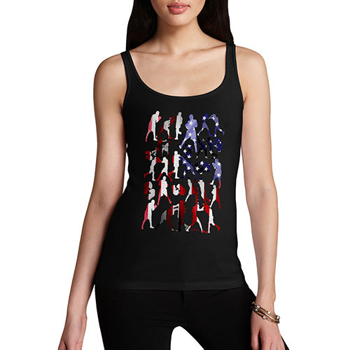 Womens Humor Novelty Graphic Funny Tank Top USA Boxing Silhouette Women's Tank Top Large Black