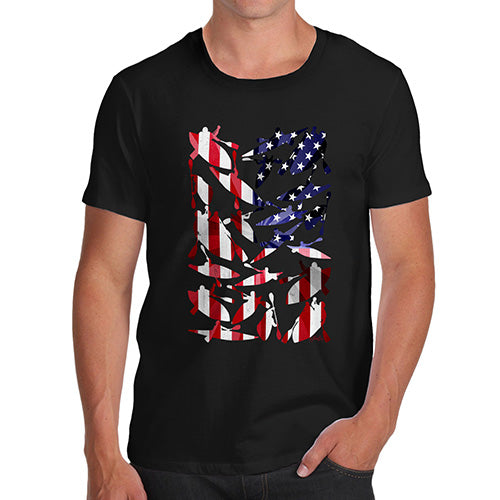 Funny Tshirts For Men USA Canoeing Silhouette Men's T-Shirt Medium Black