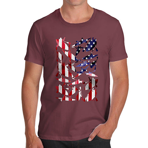 Funny Tee For Men USA Canoeing Silhouette Men's T-Shirt Small Burgundy