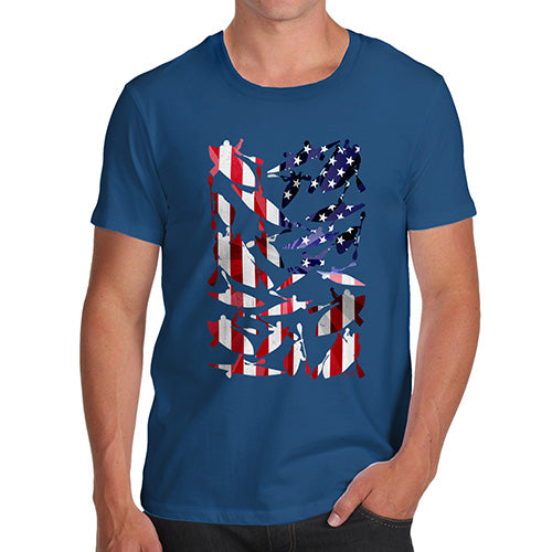 Novelty Tshirts Men USA Canoeing Silhouette Men's T-Shirt Large Royal Blue