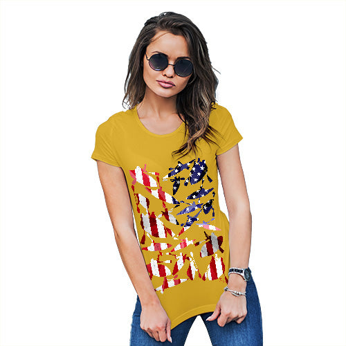 Funny Gifts For Women USA Canoeing Silhouette Women's T-Shirt Medium Yellow