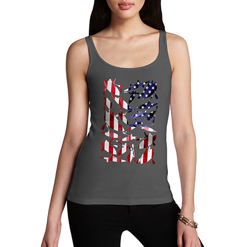Funny Gifts For Women USA Canoeing Silhouette Women's Tank Top Small Dark Grey