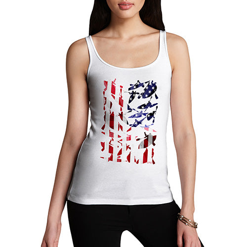 Funny Tank Top For Women Sarcasm USA Canoeing Silhouette Women's Tank Top Medium White