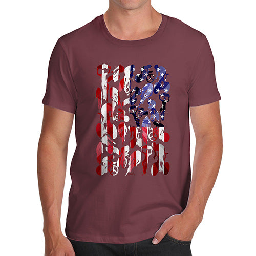 Funny T Shirts For Dad USA Cycling Silhouette Men's T-Shirt Medium Burgundy