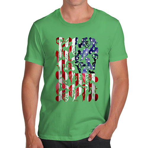 Funny Gifts For Men USA Cycling Silhouette Men's T-Shirt Medium Green