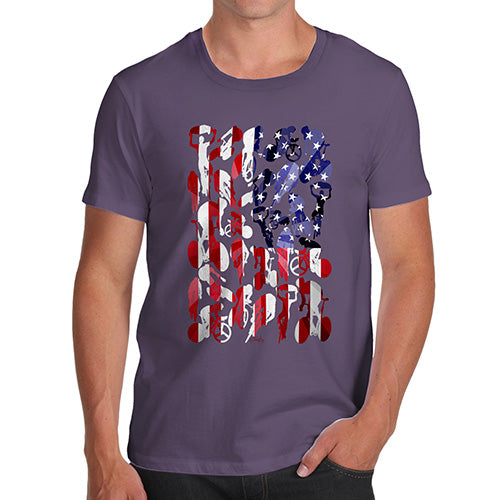 Funny Mens T Shirts USA Cycling Silhouette Men's T-Shirt X-Large Plum