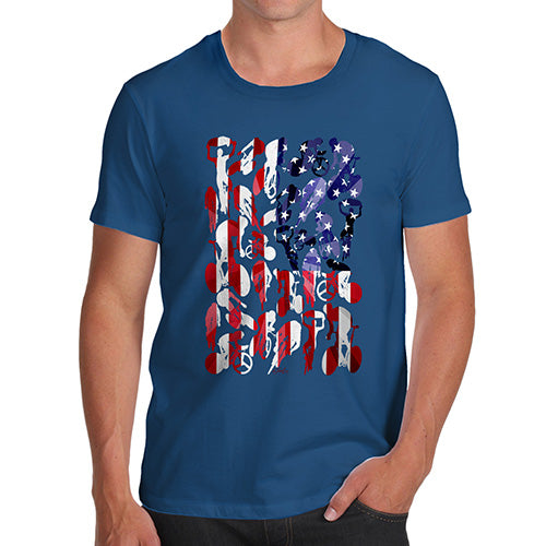 Funny Tee For Men USA Cycling Silhouette Men's T-Shirt Small Royal Blue