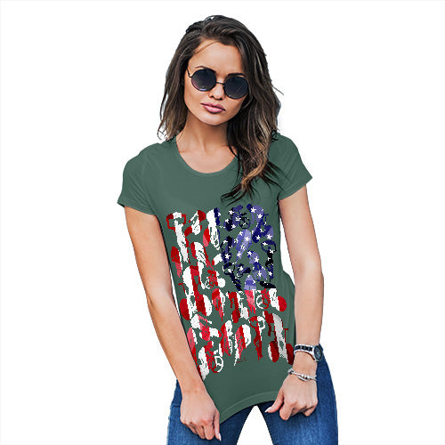Funny Shirts For Women USA Cycling Silhouette Women's T-Shirt X-Large Bottle Green