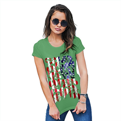 Womens Novelty T Shirt Christmas USA Cycling Silhouette Women's T-Shirt Medium Green