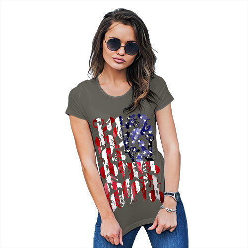 Funny Gifts For Women USA Cycling Silhouette Women's T-Shirt X-Large Khaki