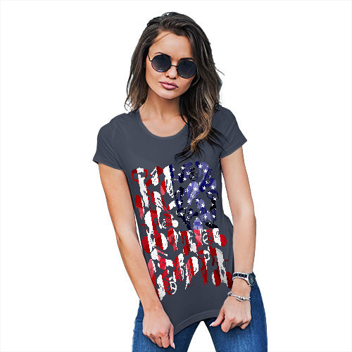 Funny T-Shirts For Women USA Cycling Silhouette Women's T-Shirt Medium Navy
